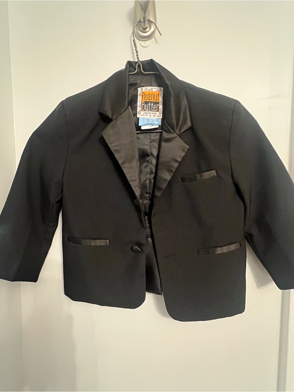 Peanut Butter Black Satin-Trim Blazer; size 3; like new